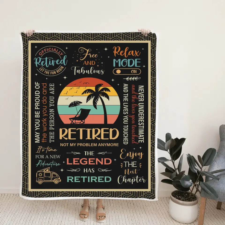 Retired Not My Problem Anymore - The Legend - Enjoy the Next Chapter - Vintage Beach Vibe Blanket - Gift for Retirement