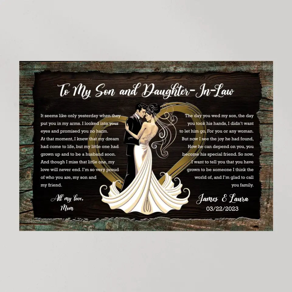 To My Son And Daughter In Law - Custom Canvas Poster - Wedding Gift For Bride And Groom