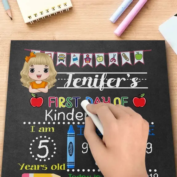 Back to School Chalkboard - First and Last Day of School Sign - Personalized School Sign