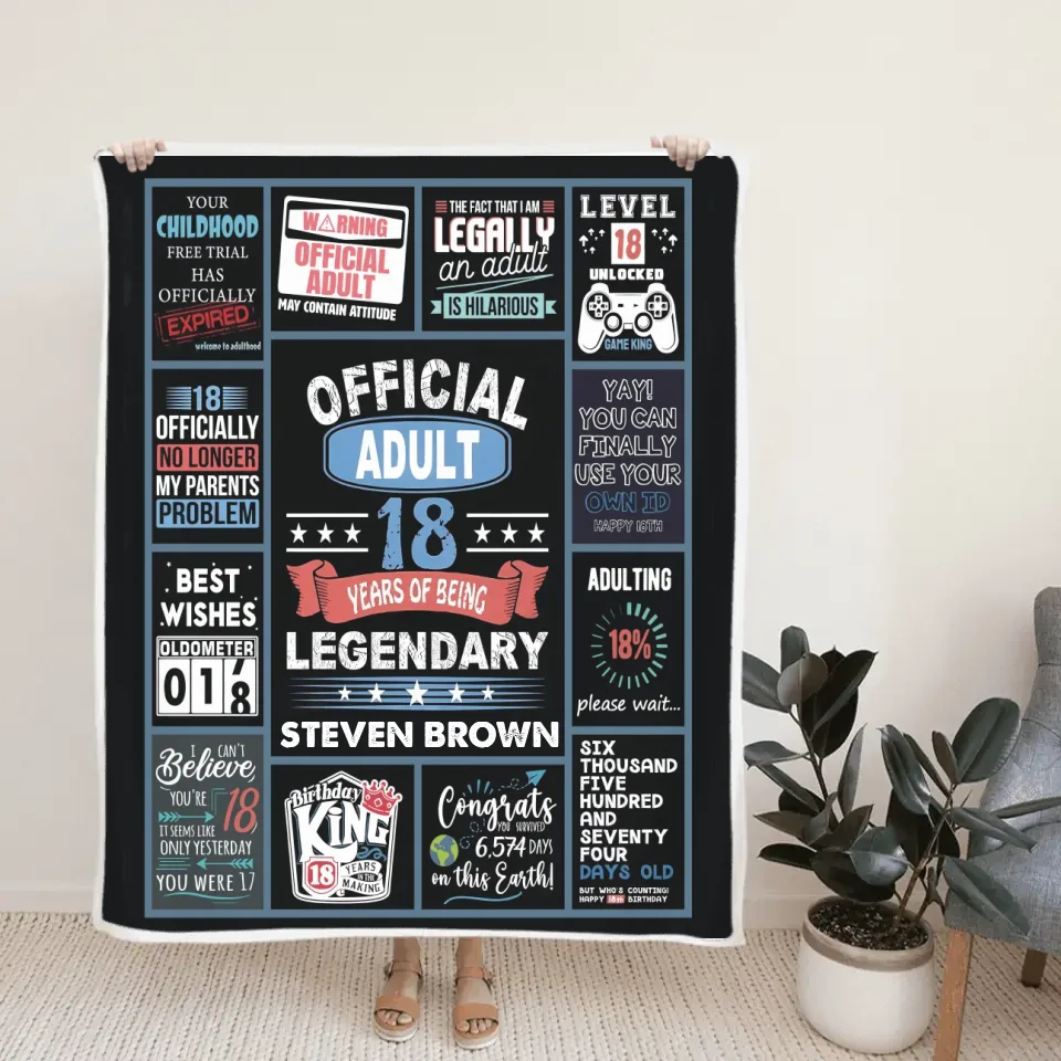 18 Year Old Boy Gifts - For Boy Turning 18 - Classic Fleece Blanket - 18th Birthday Gifts