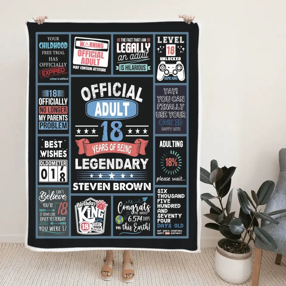 18 Year Old Boy Gifts - For Boy Turning 18 - Classic Fleece Blanket - 18th Birthday Gifts
