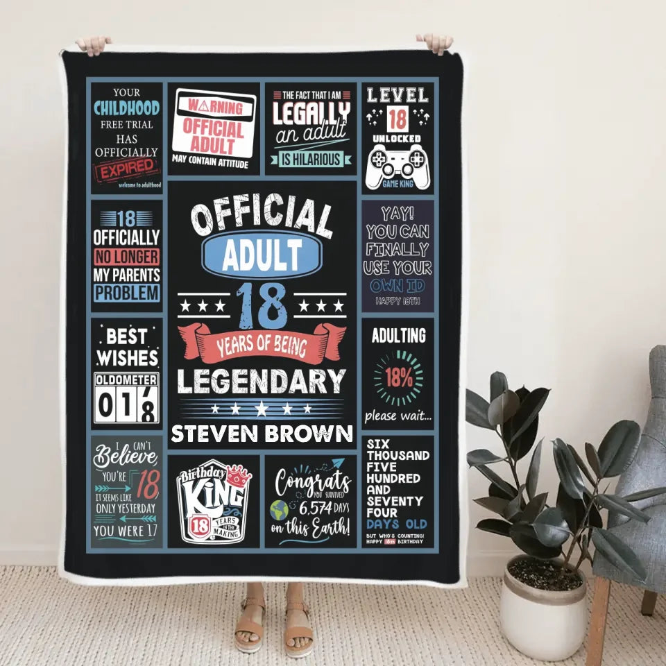 18 Year Old Boy Gifts - For Boy Turning 18 - Classic Fleece Blanket - 18th Birthday Gifts