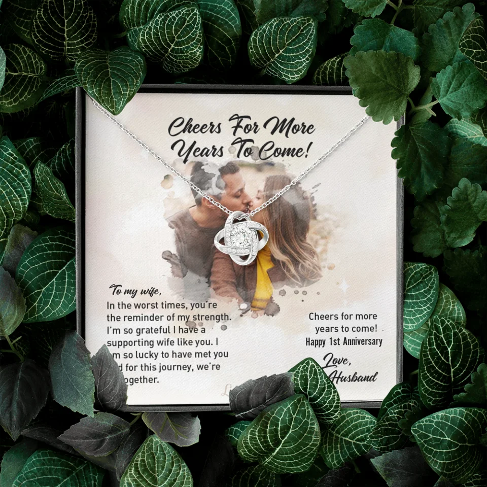 Happy Anniversary Gift - Love Knot Necklace - Custom Year, Month - Sweet Gift from Husband to Wife