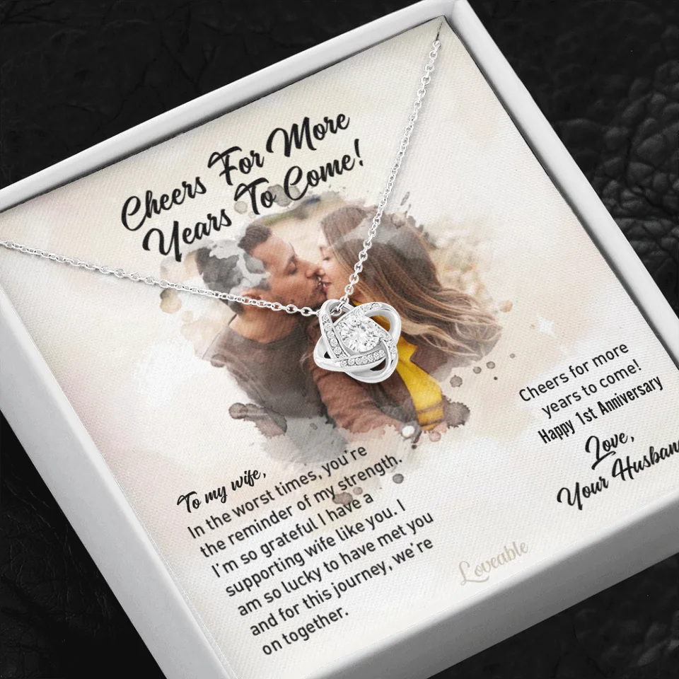 Happy Anniversary Gift - Love Knot Necklace - Custom Year, Month - Sweet Gift from Husband to Wife