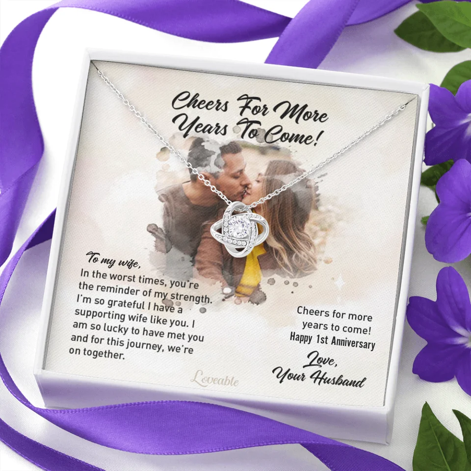 Happy Anniversary Gift - Love Knot Necklace - Custom Year, Month - Sweet Gift from Husband to Wife