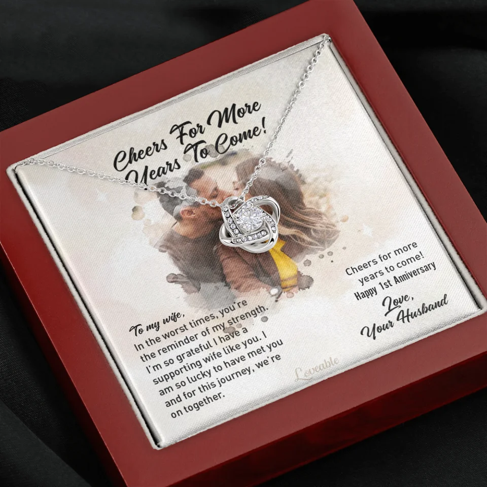 Happy Anniversary Gift - Love Knot Necklace - Custom Year, Month - Sweet Gift from Husband to Wife