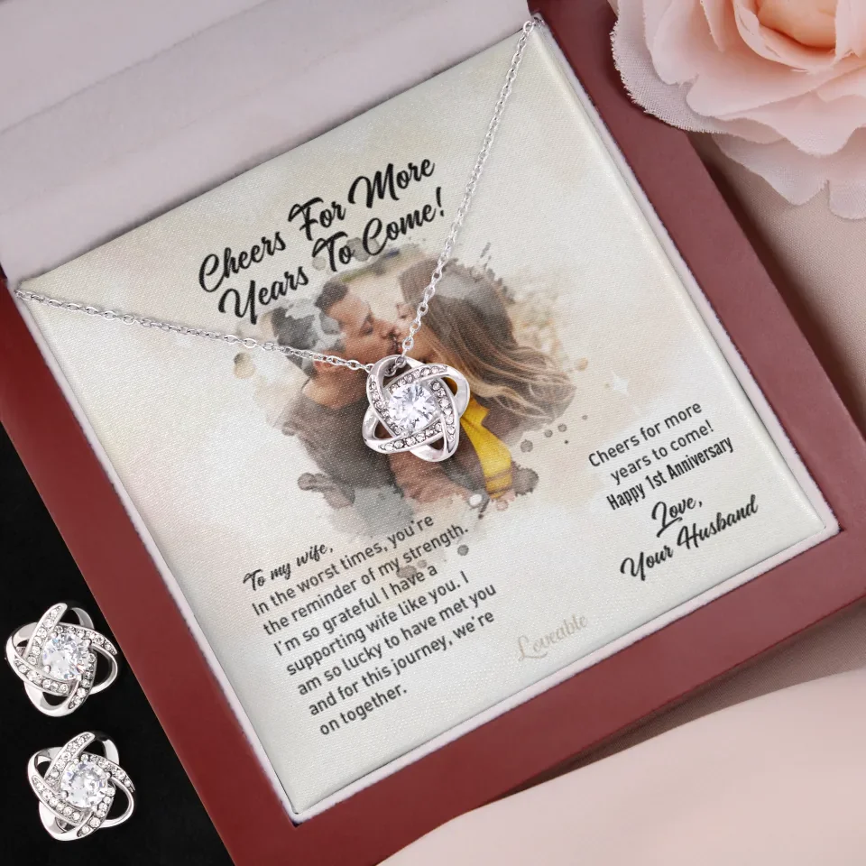 Happy Anniversary Gift - Love Knot Necklace - Custom Year, Month - Sweet Gift from Husband to Wife