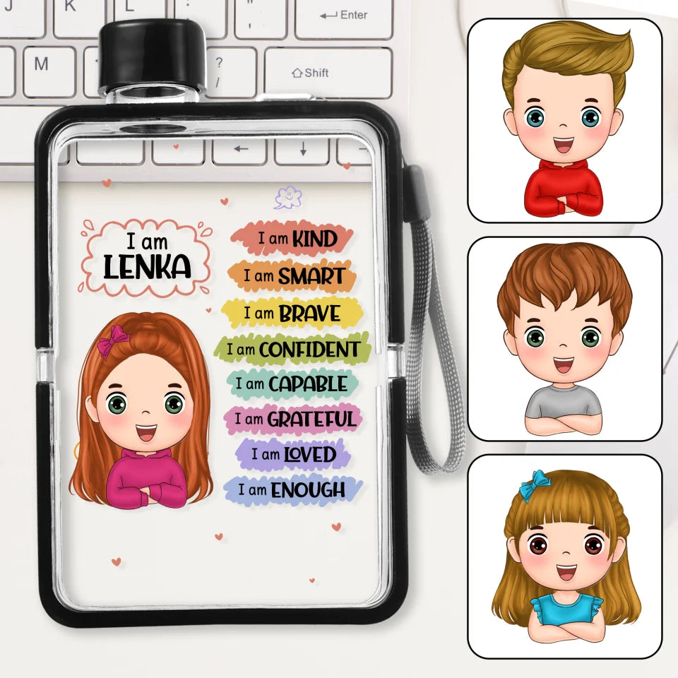 School Days Personalized Bottle - Personalized Flat Water Bottle - Gift For School Kids