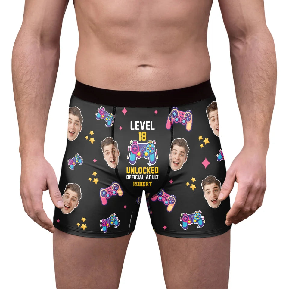 Level 18 Unlocked Official Adult - 18th Birthday Gift - Men's Boxer - Funny Birthday Gift