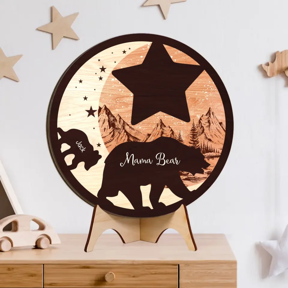 Mama Papa Bear Family Bear Personalized Art Piece