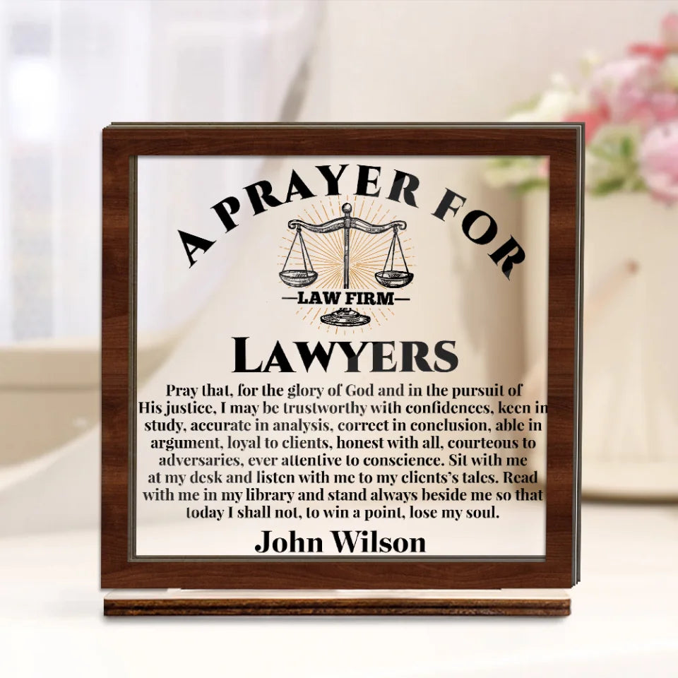 A Prayer for Lawyers - Personalized Acrylic and Wooden Plaque - Gift For Lawyers