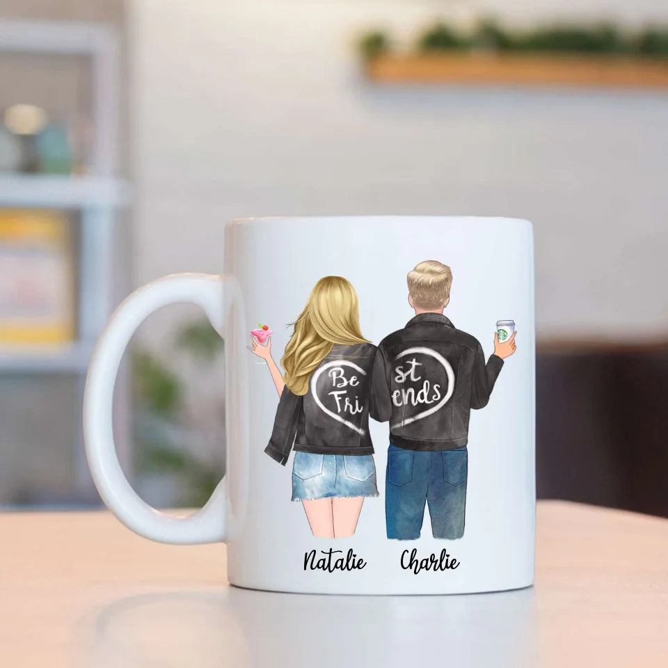 Best Friends Forever - Male & Female Friends - Personalized Mug For Besties Friends