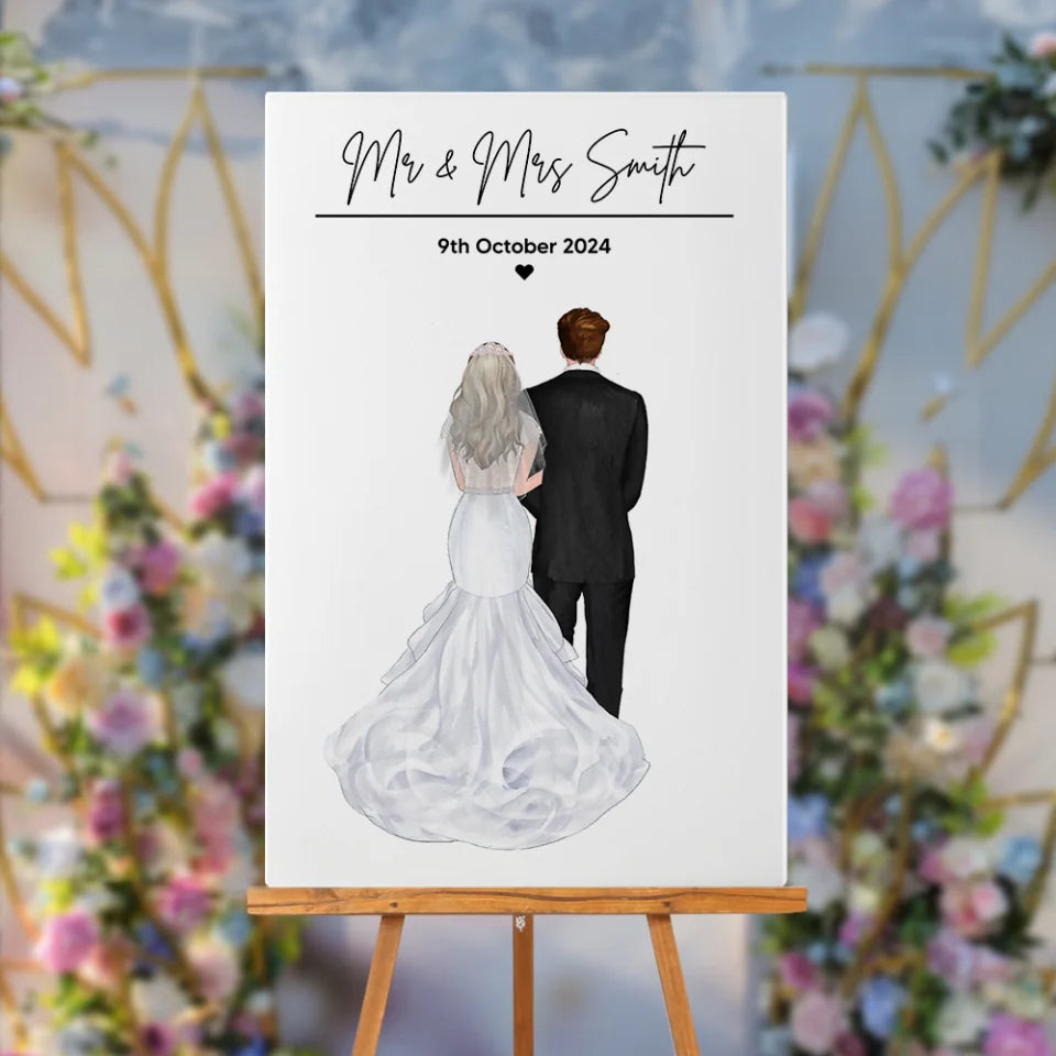 Bride and Groom Mr. and Mrs - Wedding Gifts For Couple - Personalized Canvas Poster