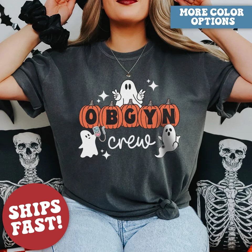 Spooky Ghost Obgyn Crew - T-shirt - Gift For Obgyn