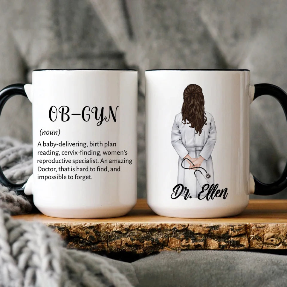 OB-GYN Description - White Mug - Thank You Gift For Obgyn