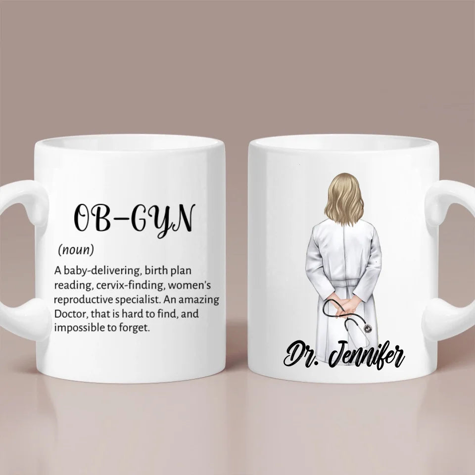 OB-GYN Description - White Mug - Thank You Gift For Obgyn