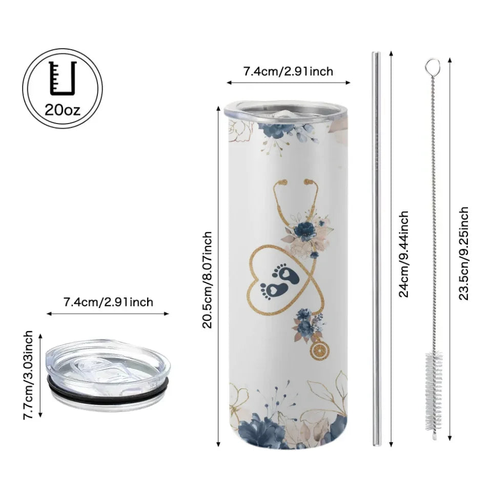 Obgyn Nurse - Personalized 20oz Skinny Tumbler - Gift For Obgyn