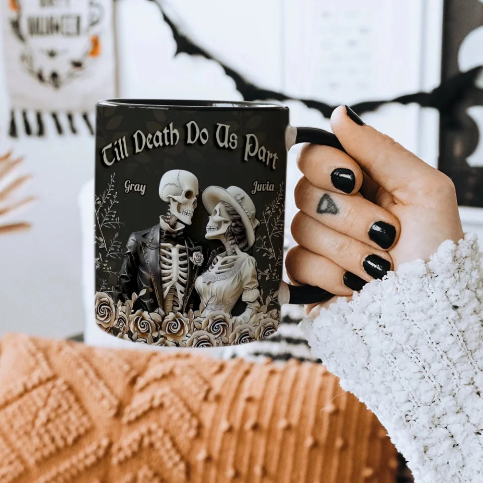 Till Death Do Us Part - Black Edge-to-Edge Mug- Gift For Hallowen