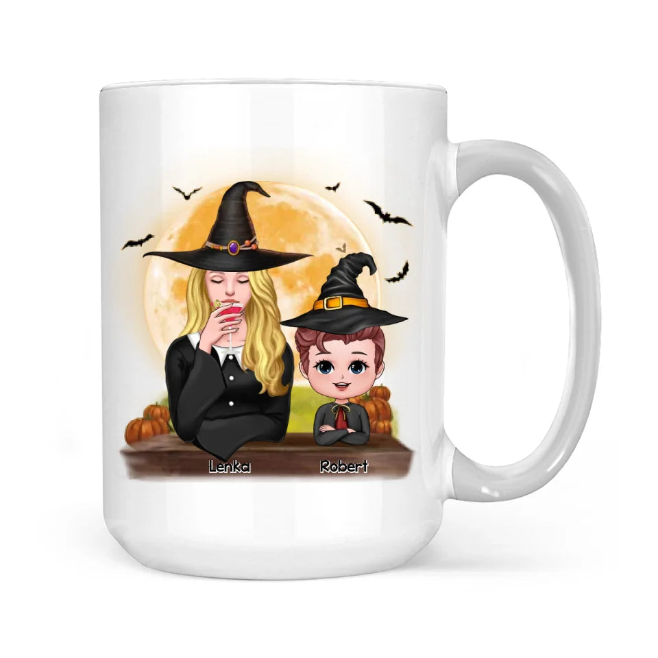 Grandma Mom & Grandkids - Grandma Mom Witch With GrandKids - Personalized Mug - Witchy Presents for Grandma, Mom