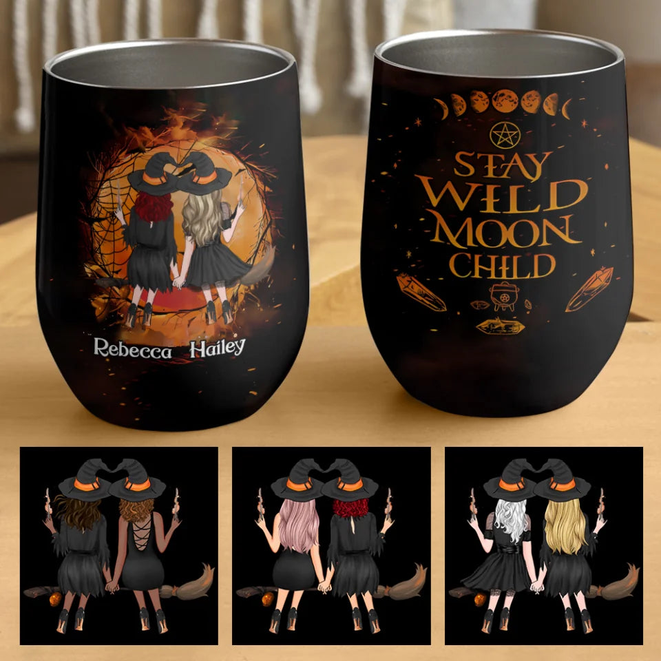 Stay Wild Moon Child - Personalized Wine Tumbler - Witchy Gift for Friends