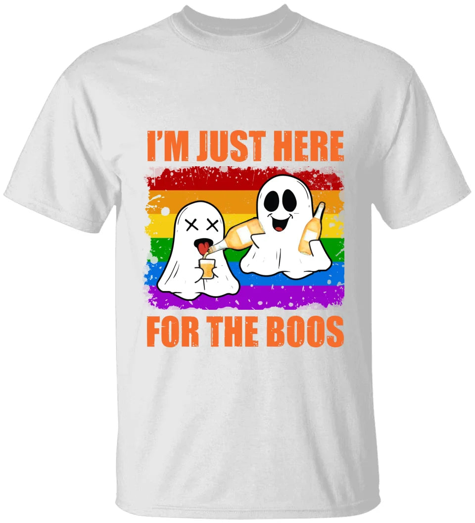 I'm Just Here For The Boos - Couple T-shirt - Gift For LGBT Couple Halloween