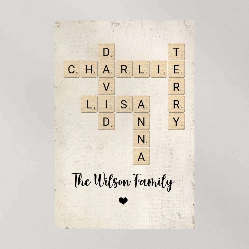 Family Crossword Art - Created In A Moment, Treasured Forever Personalized Poster - Housewarming Gifts