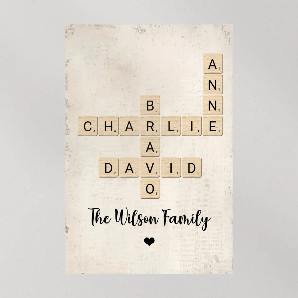 Family Crossword Art - Created In A Moment, Treasured Forever Personalized Poster - Housewarming Gifts