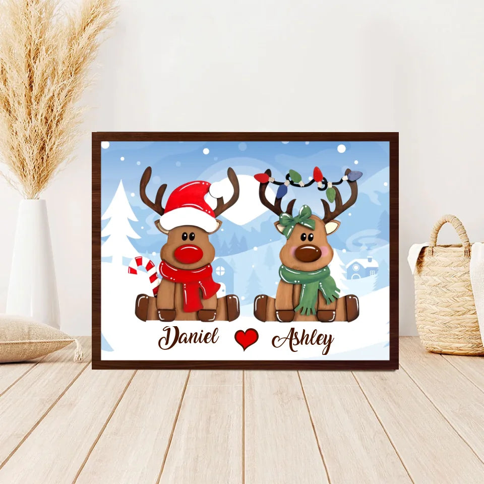 Wedding gift ,Gift for the couple, Reindeer couple, Anniversary store gift, Wool animal with heart, Forest animals, Home decoration