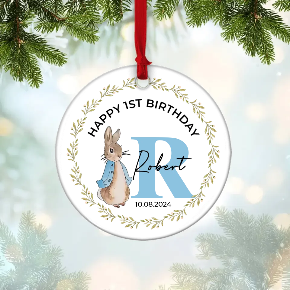Happy 1st Birthday Wishing 1st Birthday To Son Daughter - Custom Ceramic Ornament - Birthday Gift - Christmas Gift