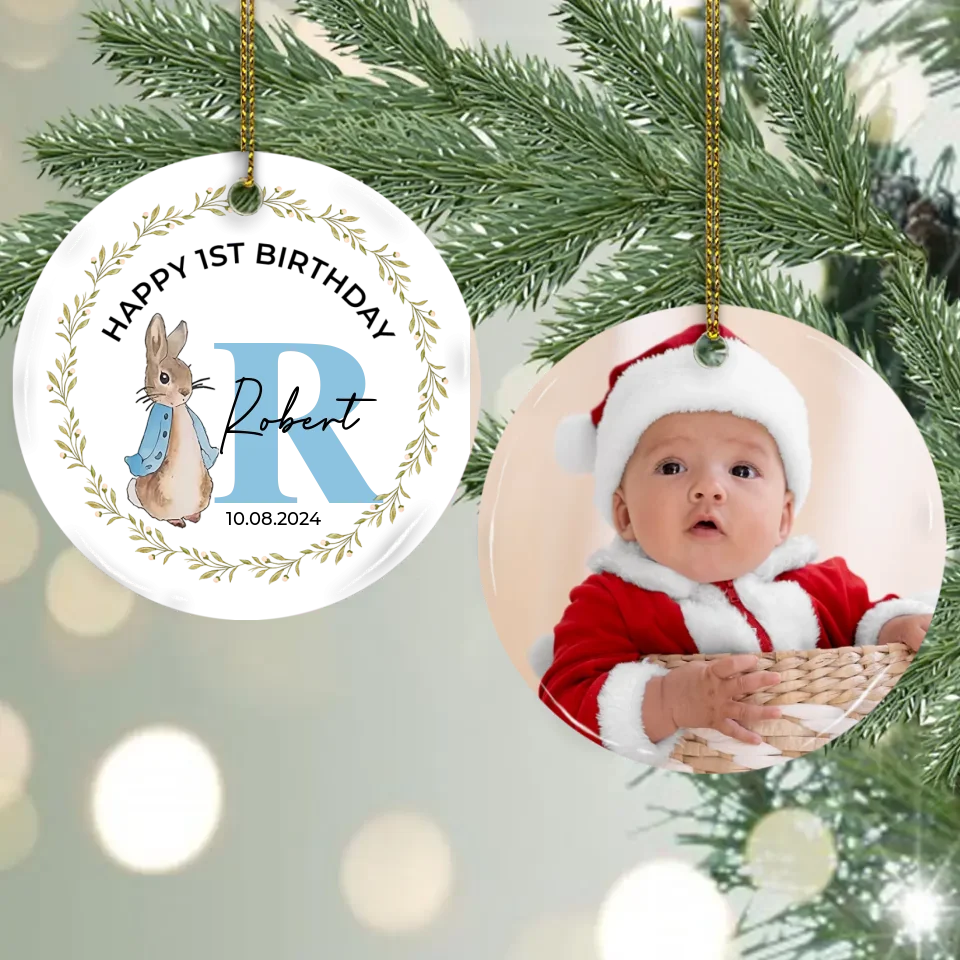 Happy 1st Birthday Wishing 1st Birthday To Son Daughter - Custom Ceramic Ornament - Birthday Gift - Christmas Gift