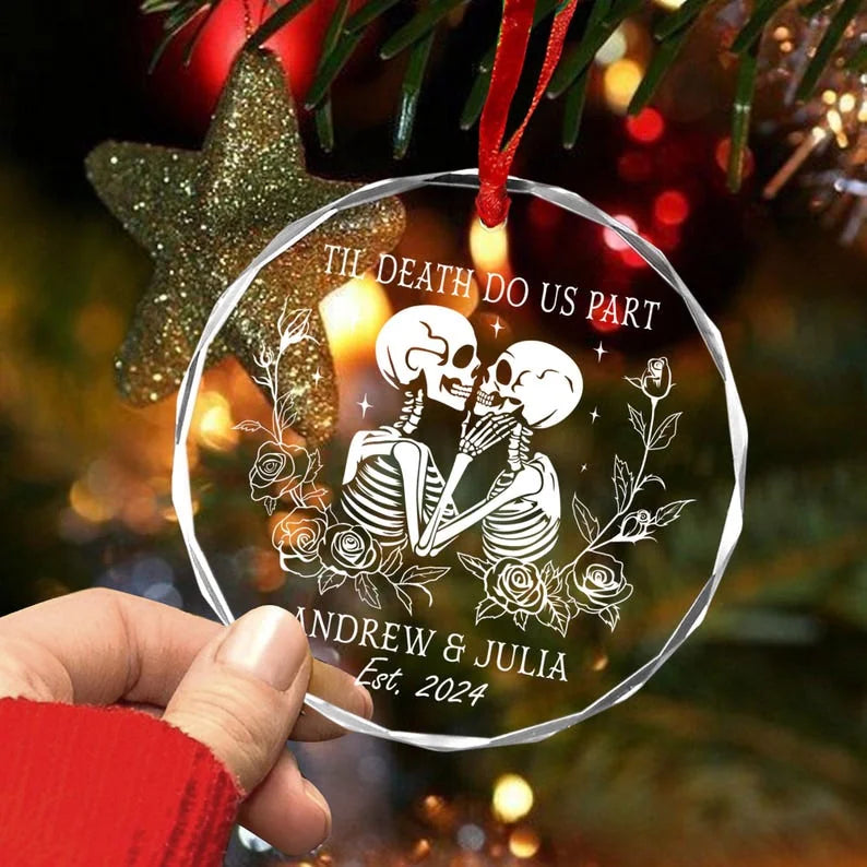 Til Death Do Us Part - Personalized Skull Couple Ornament - Custom Gift For Couples - For Halloween, Wedding, Christmas