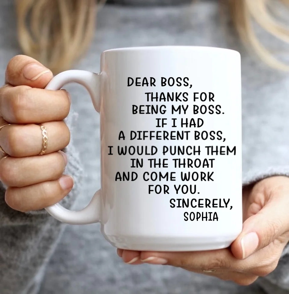 Thanks For Being My Boss - Personalized Mug - Appreciation Gift for Boss