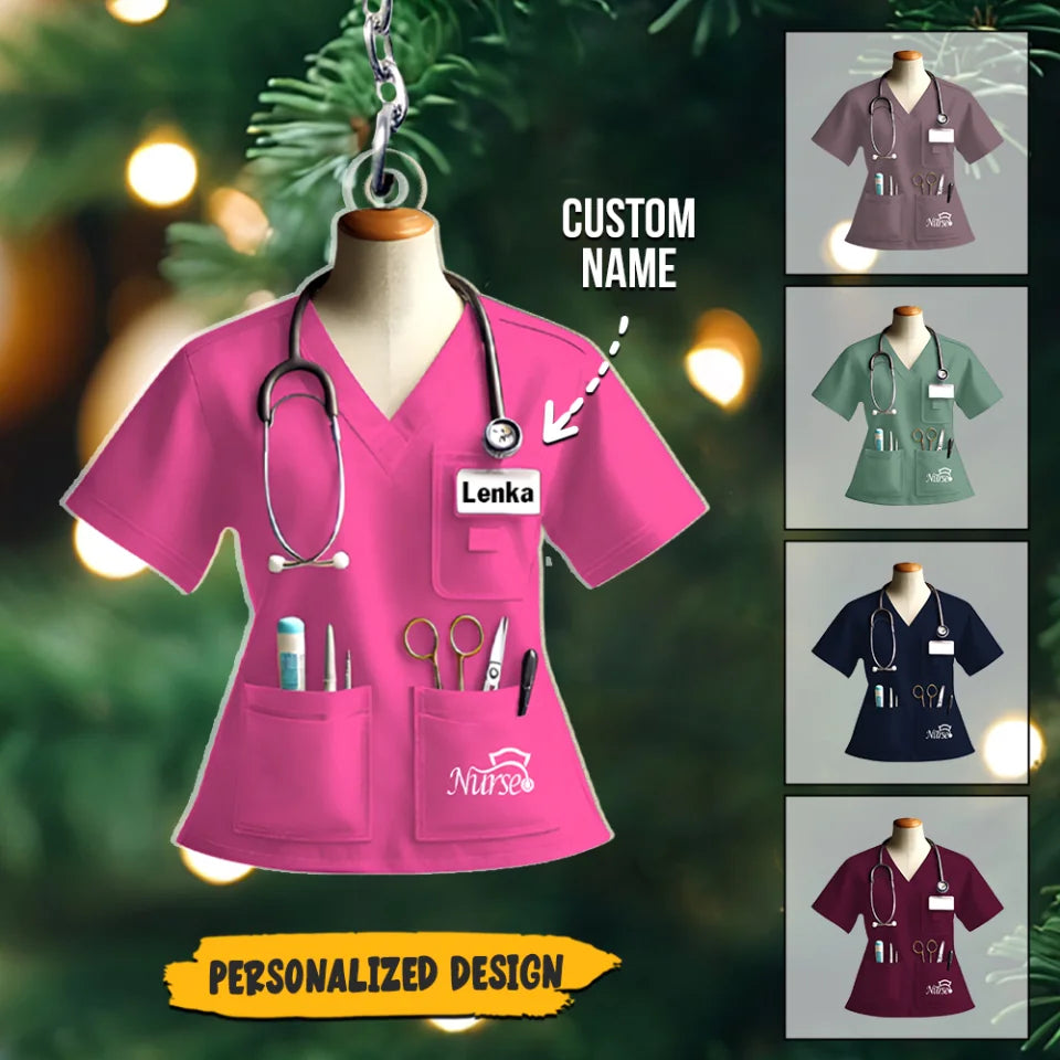 Personalized Nurse Uniform - Custom Name Keychain - Gift for Nurses, Nursing Staffs, Nursing Students