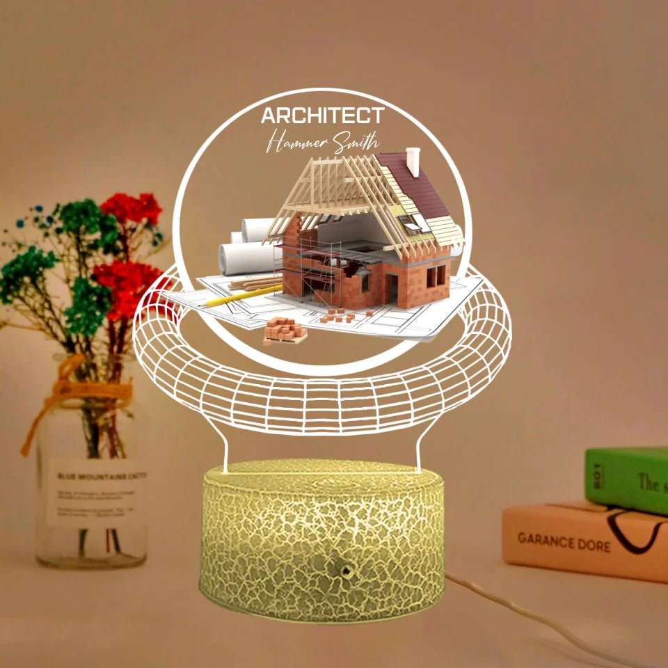Architect 3D Led Lamp - Architect Gift - Personalized Night Light for Architect - Interior Architect - Office Decor