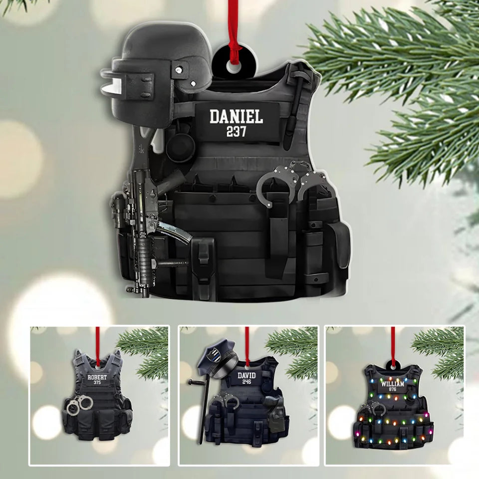 Personalized Police Bulletproof Vest Ornament - Police Uniform Ornament - Gift For Police, Self Gift