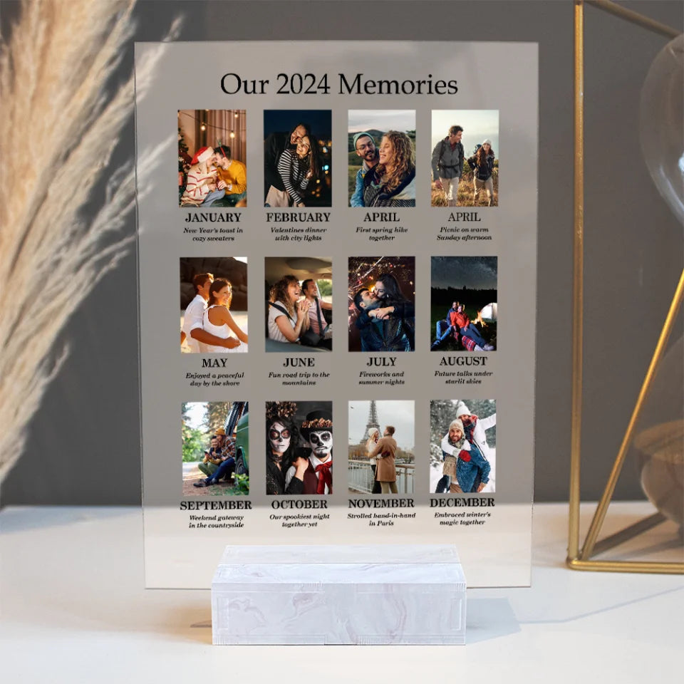 Our 2024 Memories Custom Upload Photo - Personalized Image & Year Acrylic Plaque - Self Gift - Gift for Couples