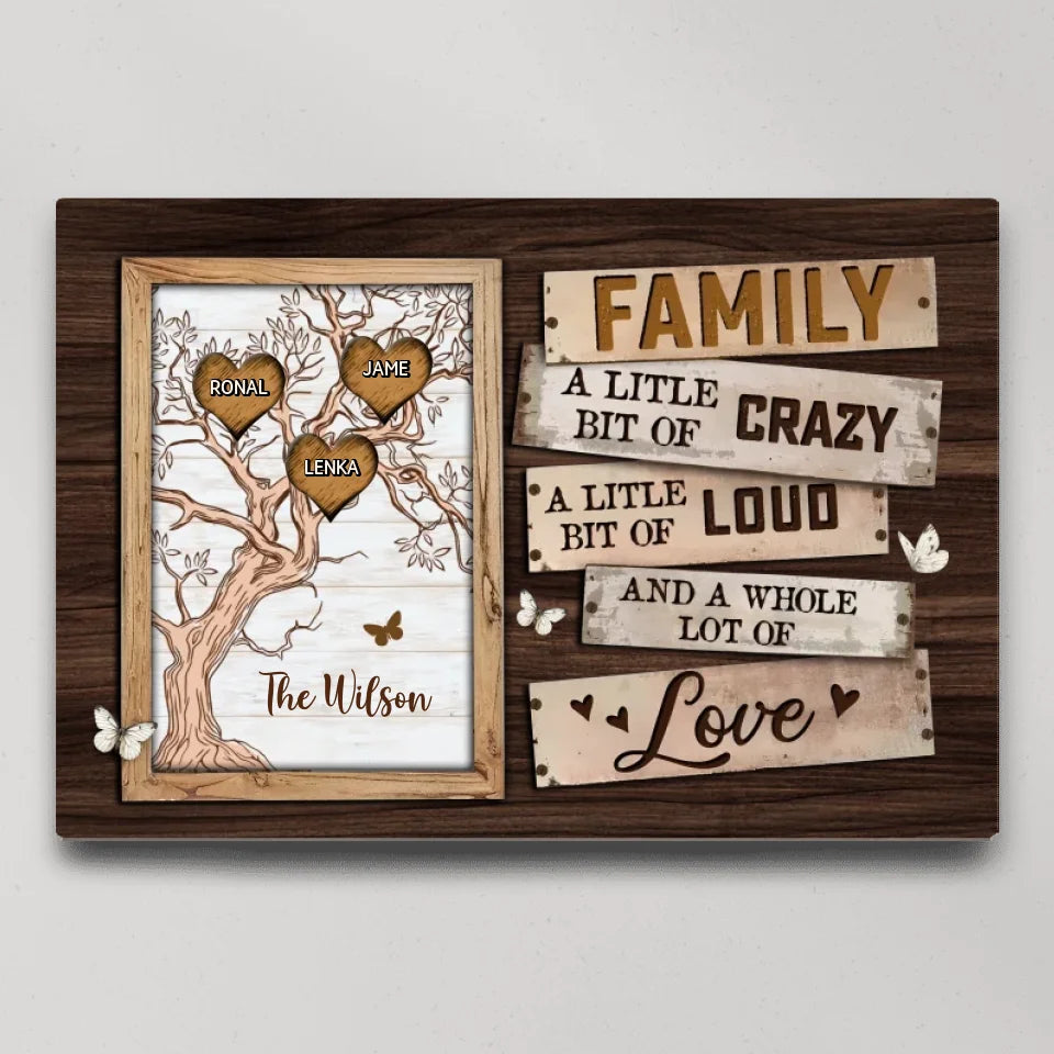 Family A Little Bit Of Crazy Loud And Love - Custom Canvas Poster - Housewarming Gift - Anniversary Gift For Parents