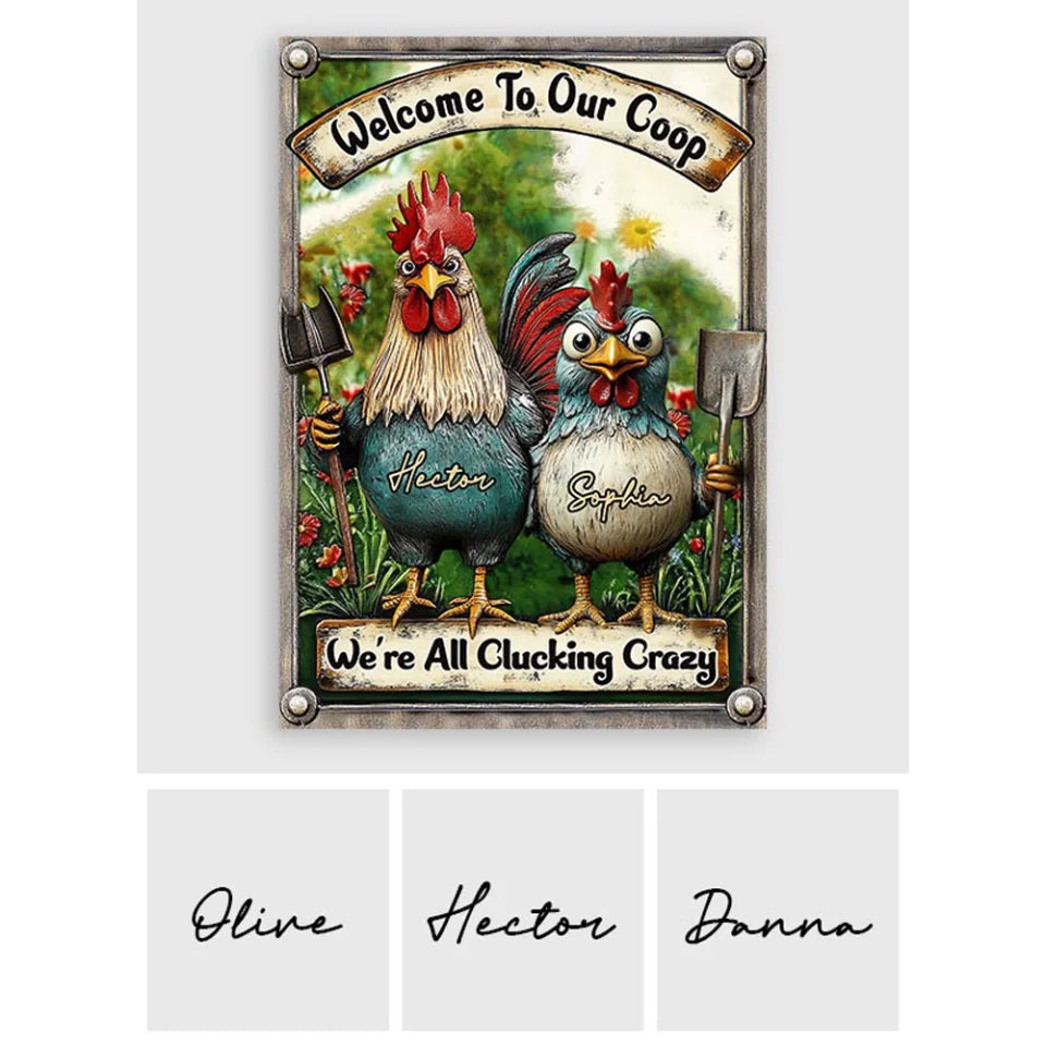 Welcome To Our Coop - Personalized Farmer - Rectangle Metal Sign - Funny Gift for Farming Lovers, Chicken Owners