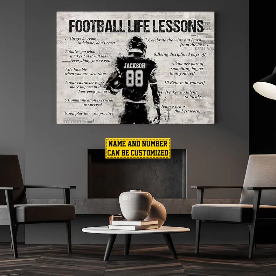 Football Life Lessons - Personalized Canvas Print - Football Poster Print -  Football Gift For Boy, Man, Fans