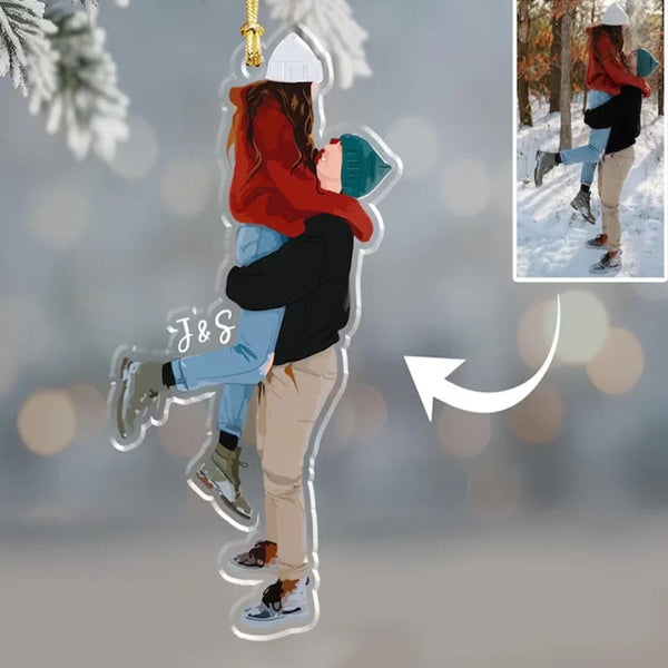 Cute Cartoon Couple Walking - Personalized Acrylic Car Hanger