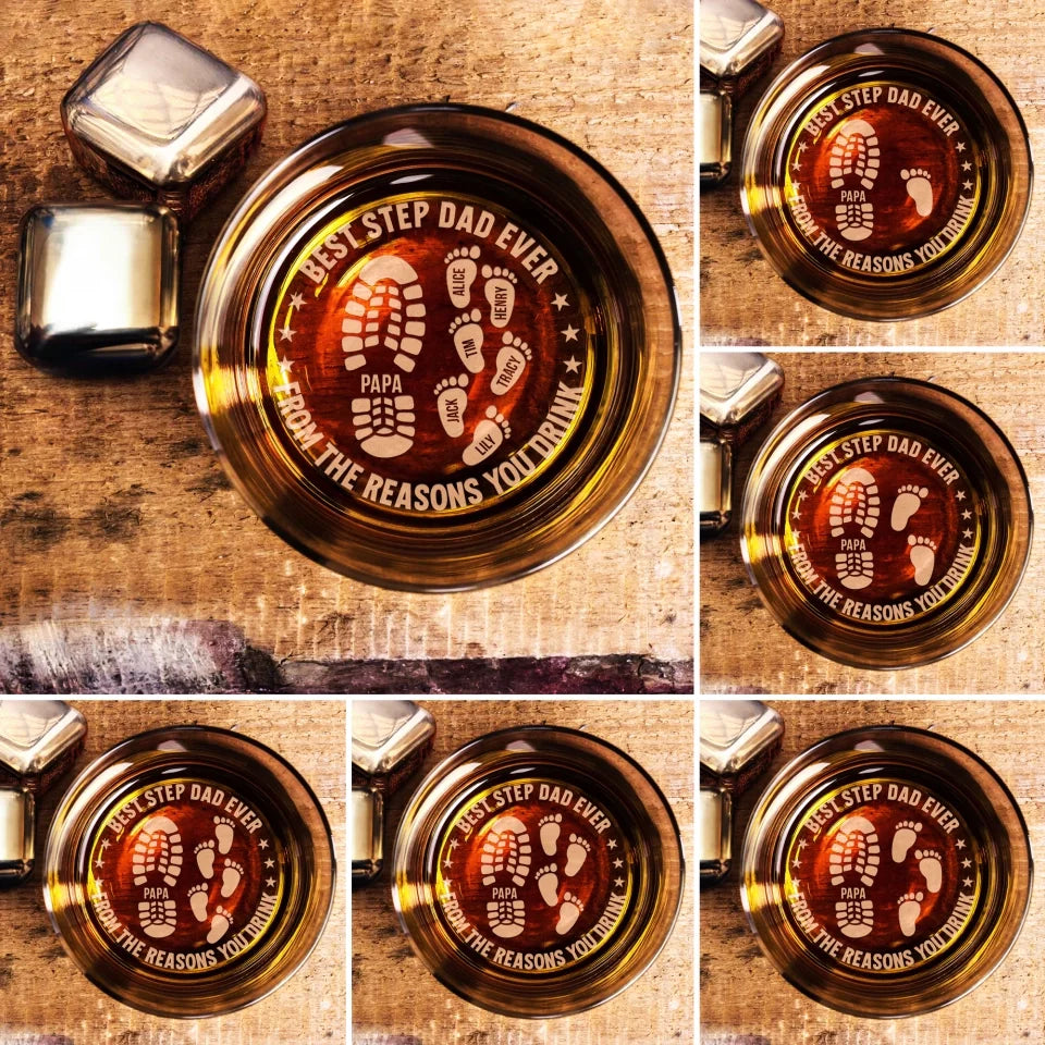 Best Step Dad Ever From The Reasons You Drink - Personalized Bar Glass