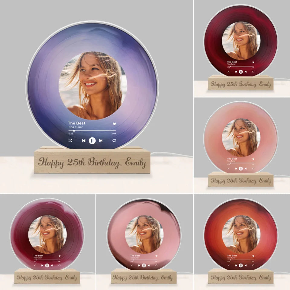 Personalized Vinyl Record with Photo - Acrylic Song Plaque with Light - Anniversary Gift for Friends - Birthday Gift for Her, Him - Christmas, Valentine Gifts