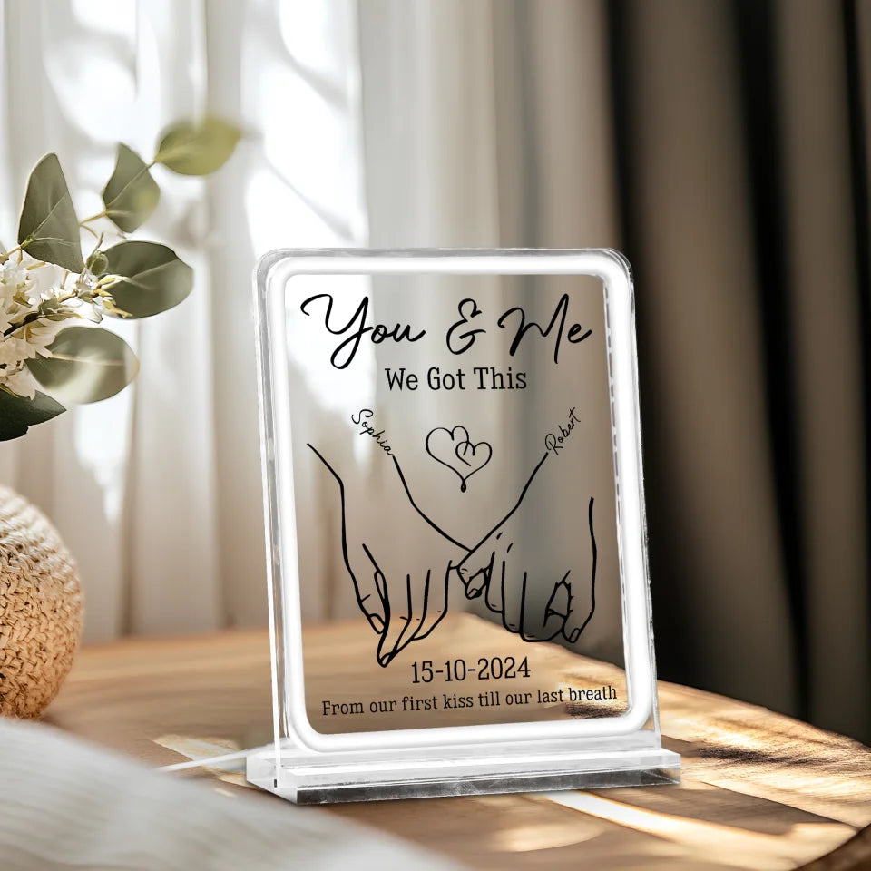 Personalized Valentine Gifts - Together Forever From Our First Kiss Till Our Last Breath - Couple Personalized Acrylic Frame Night Light - Gift For Husband Wife, Valentine's Day