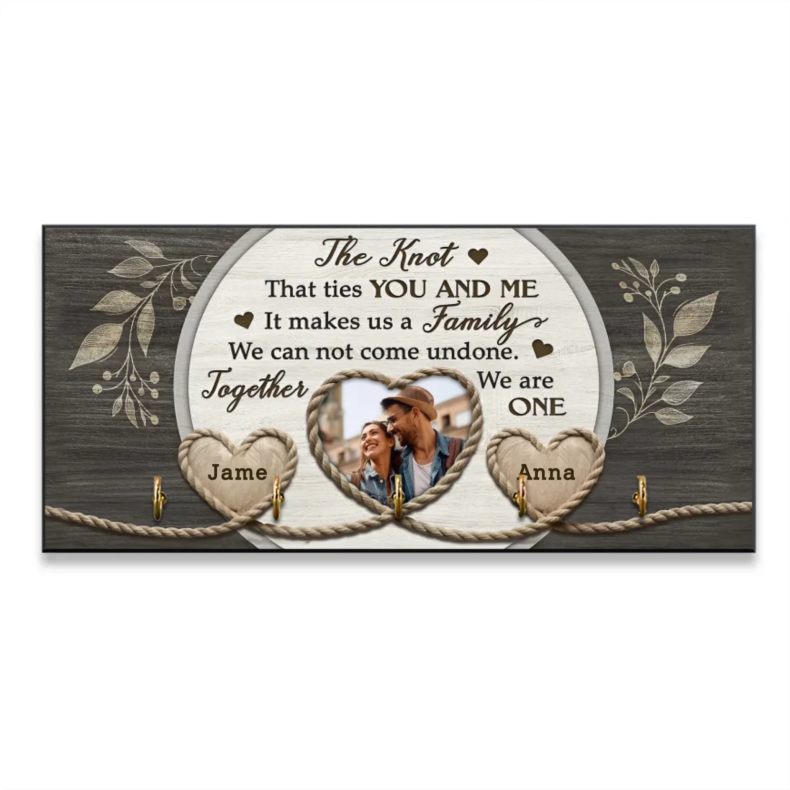 Couple Wooden Sign The Knot Custom Photo Gifts For Couple - Personalized Wooden Key Holder - Couple Home Decor - Valentine Gifts