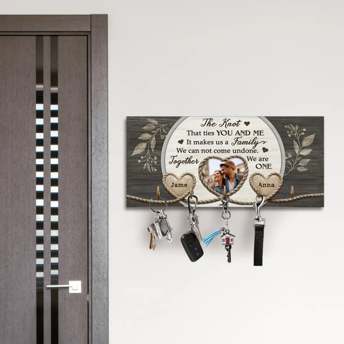 Couple Wooden Sign The Knot Custom Photo Gifts For Couple - Personalized Wooden Key Holder - Couple Home Decor - Valentine Gifts