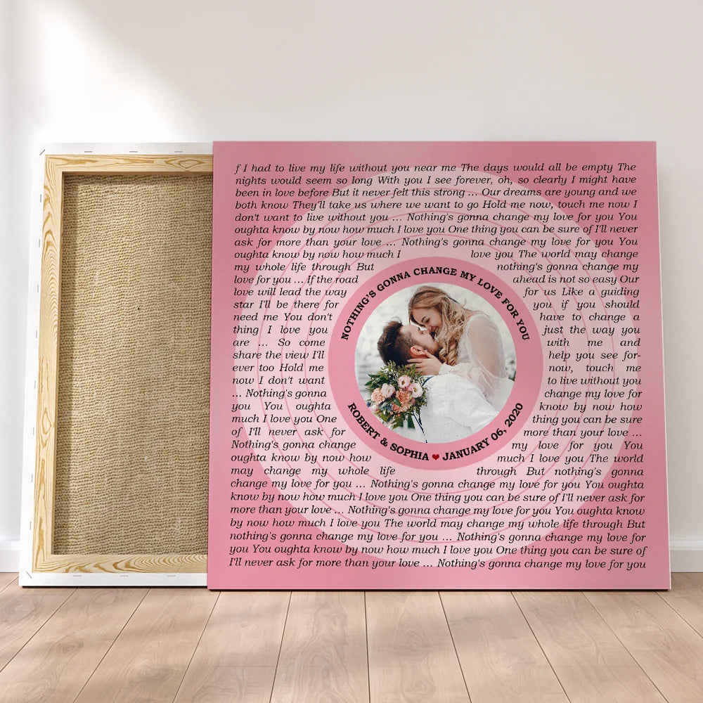 Circular Photo Tickled Pink Framed Art Print - Custom Song Lyrics &amp; Name - Personalized Gift for Couples