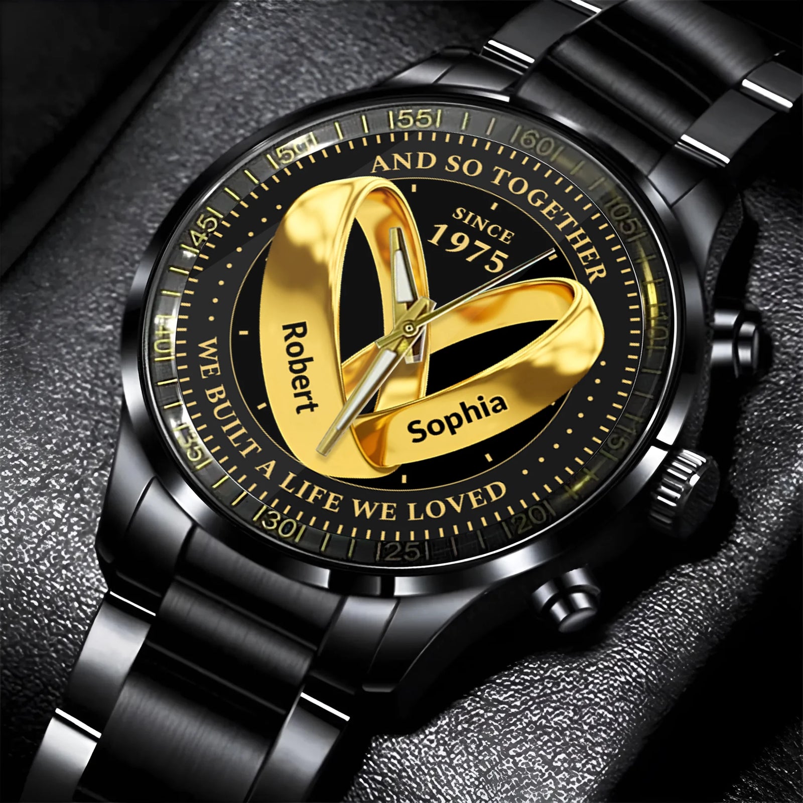 Wedding Rings - Custom Anniversary Printed Stainless Steel Watch - Best Romantic Gift for Husband, Boyfriend