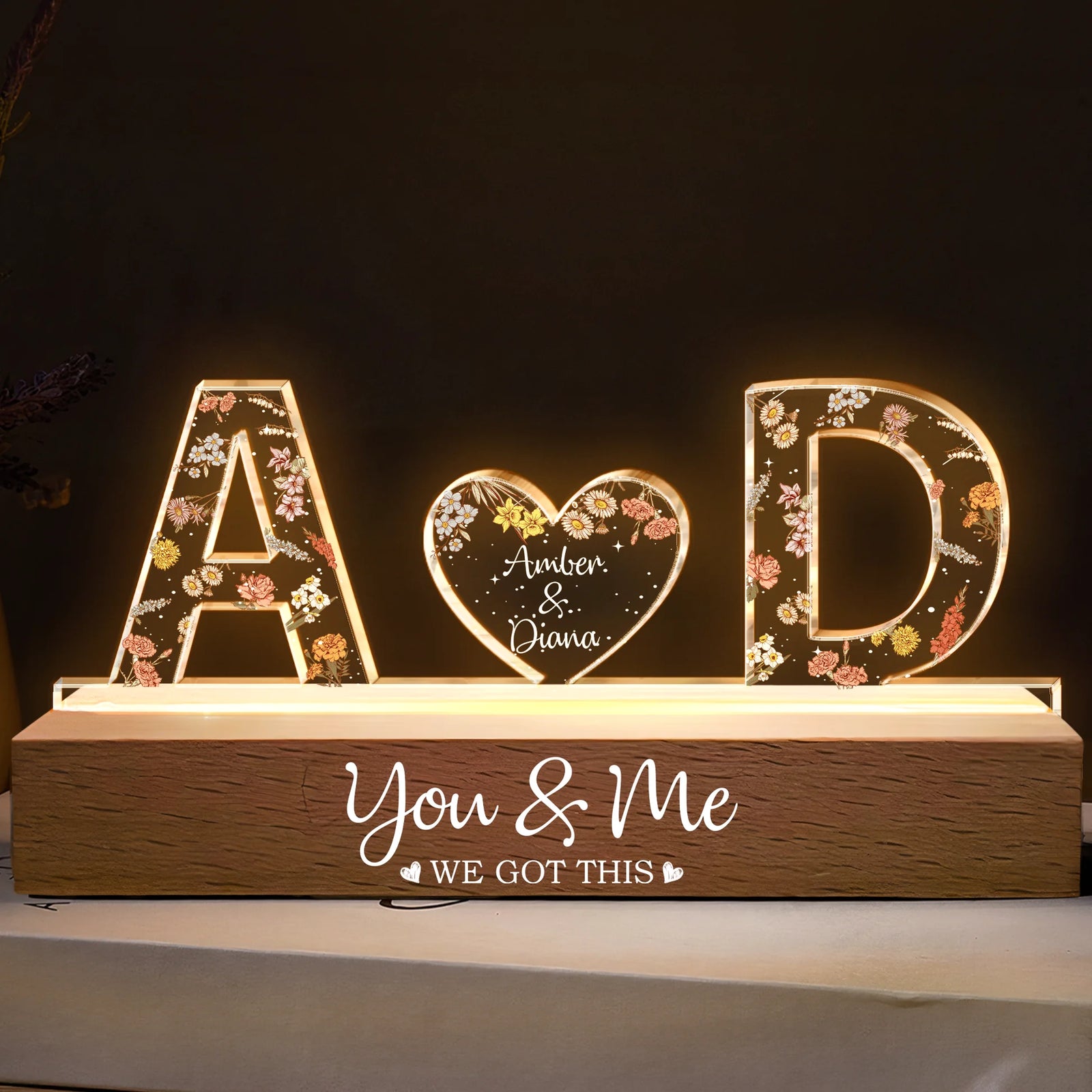 You & Me We Got This Custom Name - Personalized LED Night Light - Gift for Couples