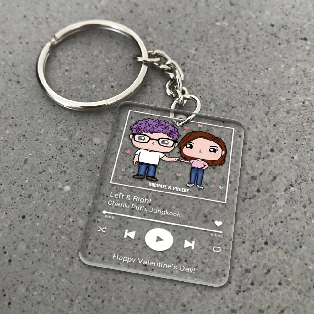 Personalized Chibi Art With Song - Gift For Couple - Valentine's Birthday Anniversary Gift