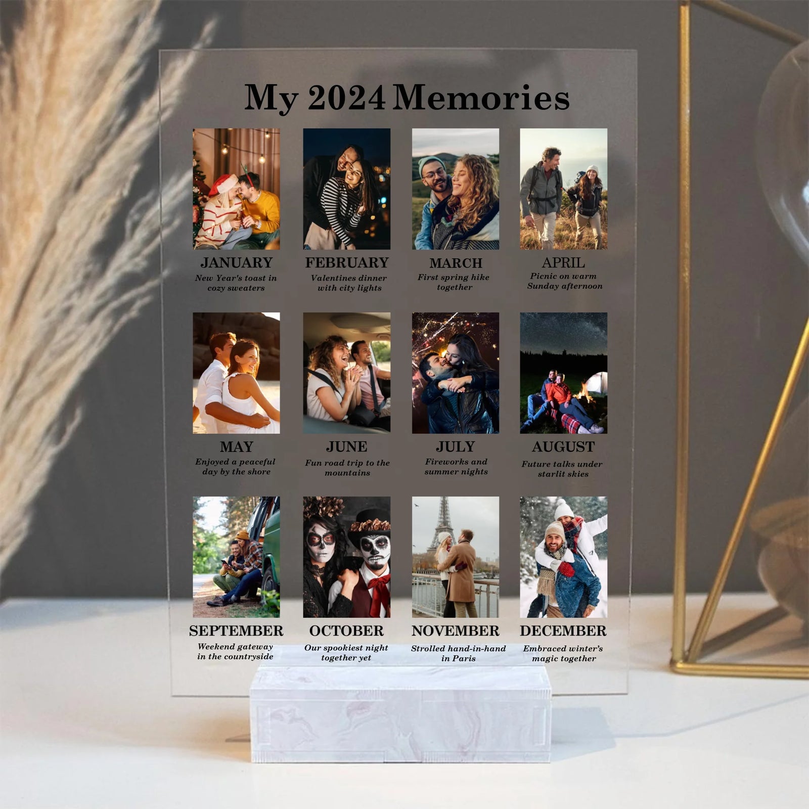 Our 2024 Memories Custom Upload Photo - Personalized Image & Year Acrylic Plaque - Self Gift - Gift for Couples